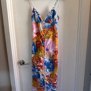 Zara Tropical Print Midi Dress